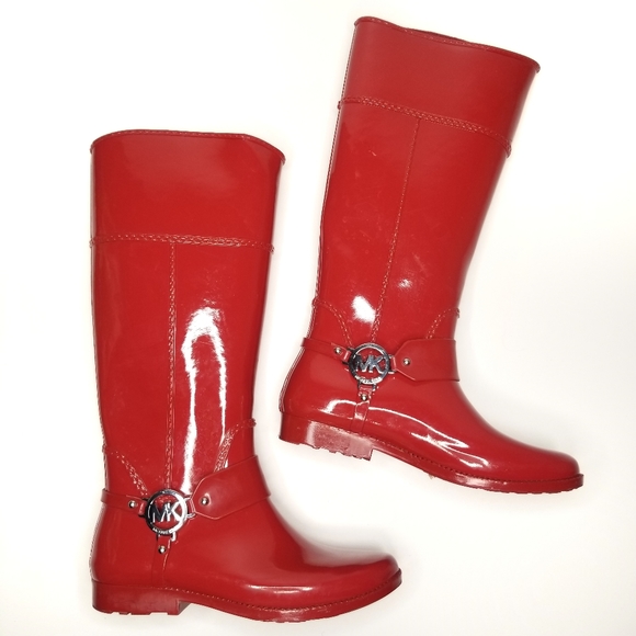 MICHAEL Michael Kors Shoes - Michael Kors Red Rubber Tall Rain Boots Women's 8